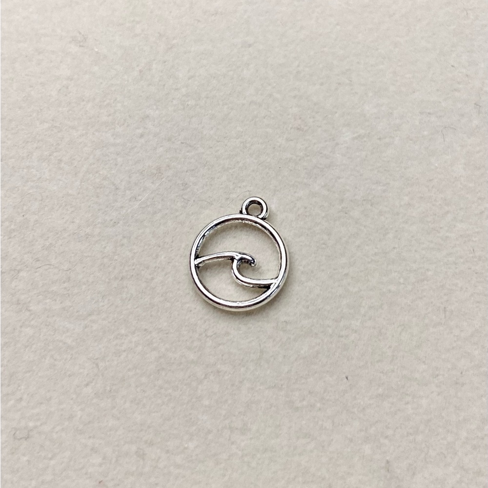 Wave Charm Pendant | Silver Tone Ocean Wave Circle Jewelry Charm